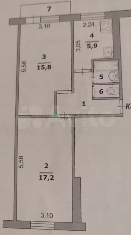 2-к. квартира, 46,7 м, 3/5 эт. - Фото 0