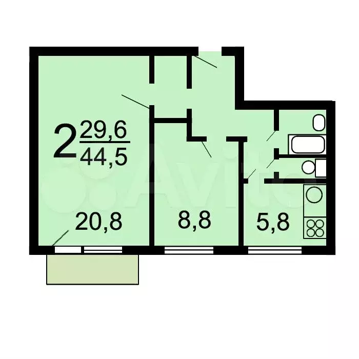 Аукцион: 2-к. квартира, 45,2 м, 6/12 эт. - Фото 0