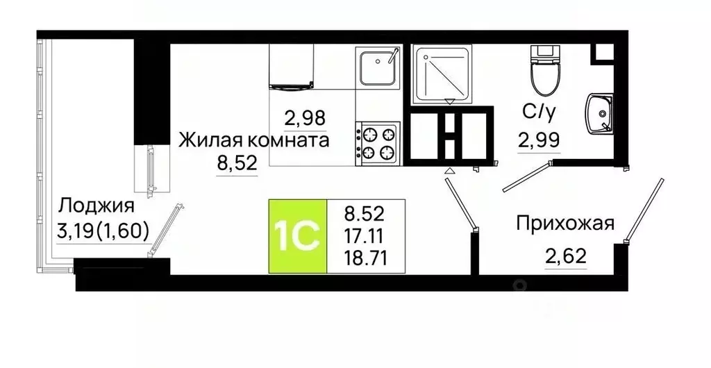 Студия Ростовская область, Ростов-на-Дону Нефтекачка кв-л, Октябрь ... - Фото 1
