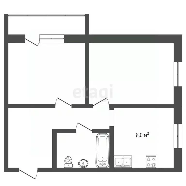 2-к кв. Хабаровский край, Хабаровск ул. Уборевича, 48 (42.0 м) - Фото 2
