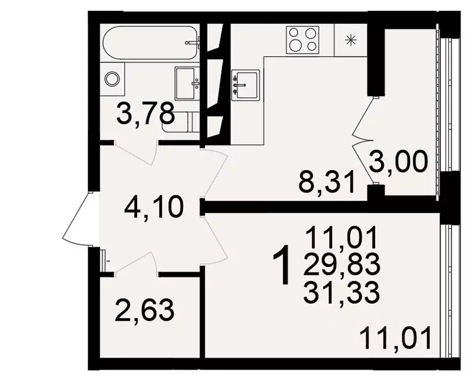 1-к кв. Тульская область, Тула пос. Горелки,  (29.83 м) - Фото 0