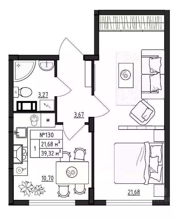 1-к кв. Ленинградская область, Гатчинский муниципальный округ, д. ... - Фото 1