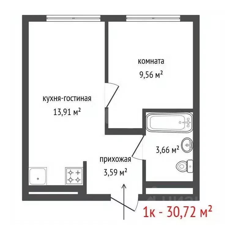 1-к кв. Свердловская область, Екатеринбург Академический мкр, 20-й ... - Фото 1
