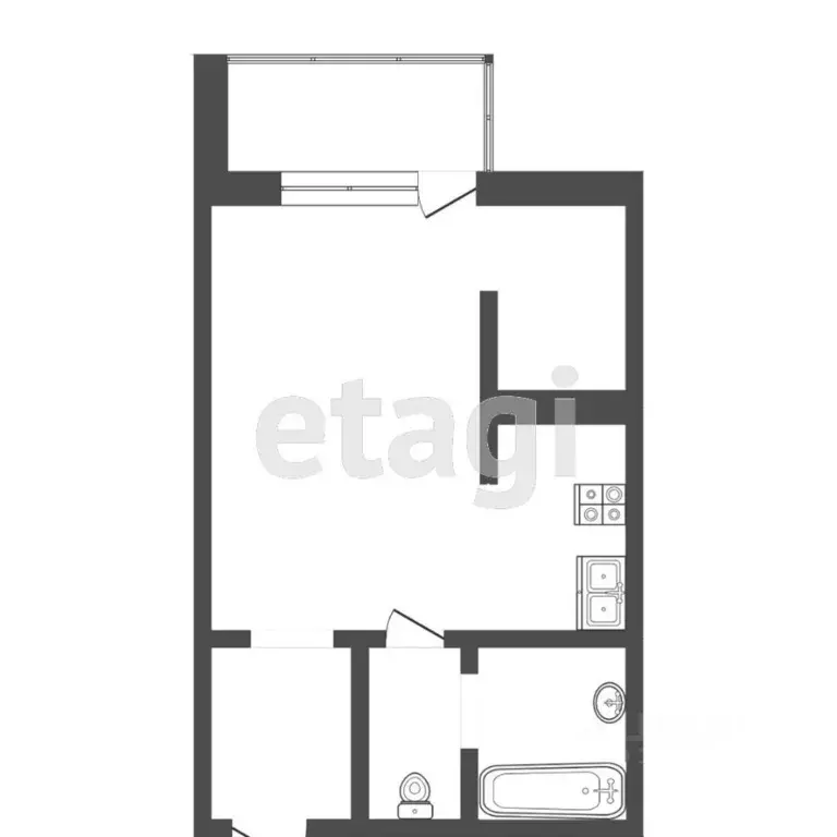 Студия Тюменская область, Тюмень ул. Ю.-Р.Г. Эрвье, 24к1 (30.0 м) - Фото 2