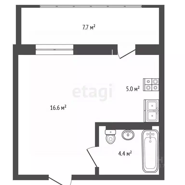 Студия Крым, Бахчисарай ул. Мира, 20 (33.7 м) - Фото 1