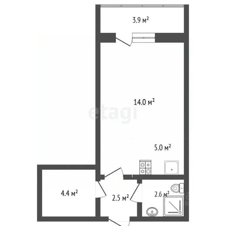 Студия Ханты-Мансийский АО, Сургут ул. Крылова, 26 (29.1 м) - Фото 2