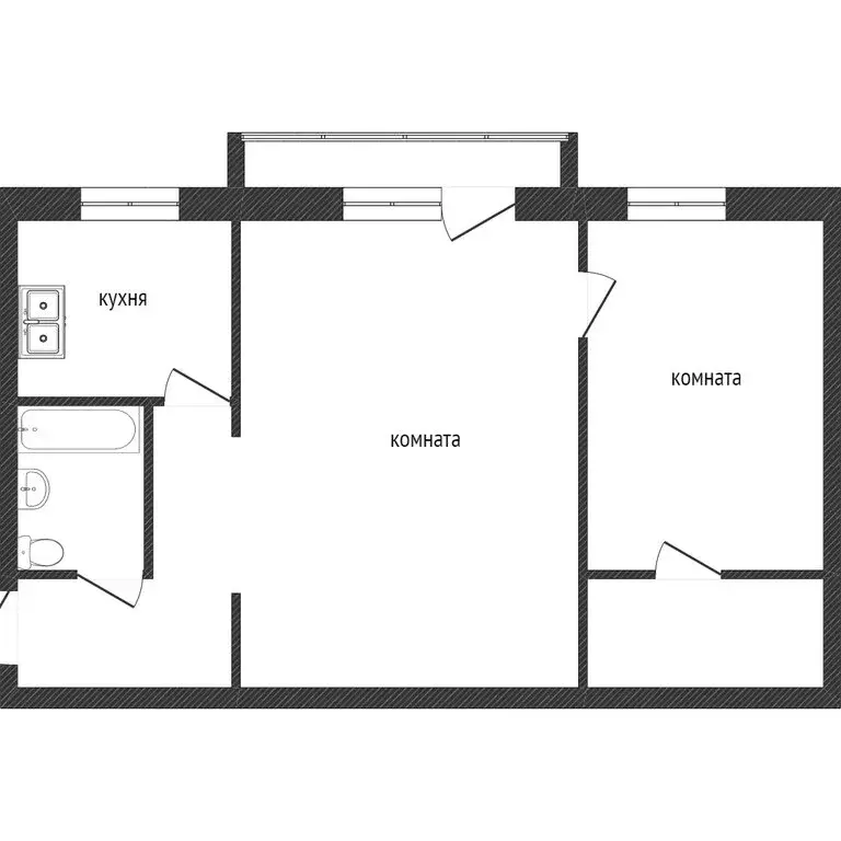 2-комнатная квартира: Златоуст, улица Доватора, 28 (41.8 м) - Фото 1