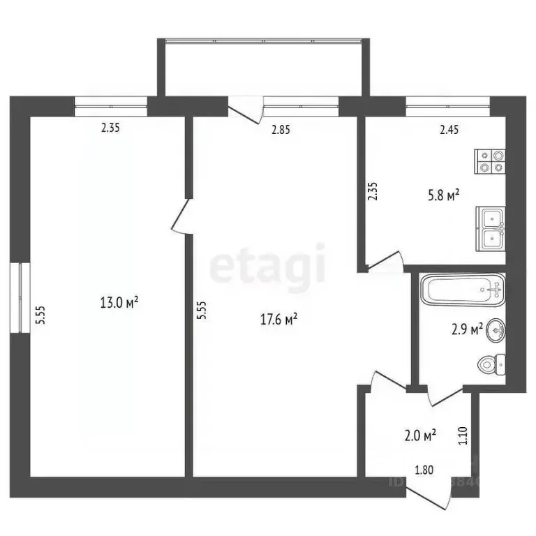 2-к кв. Саратовская область, Балашов ул. Карла Маркса, 75 (41.3 м) - Фото 1