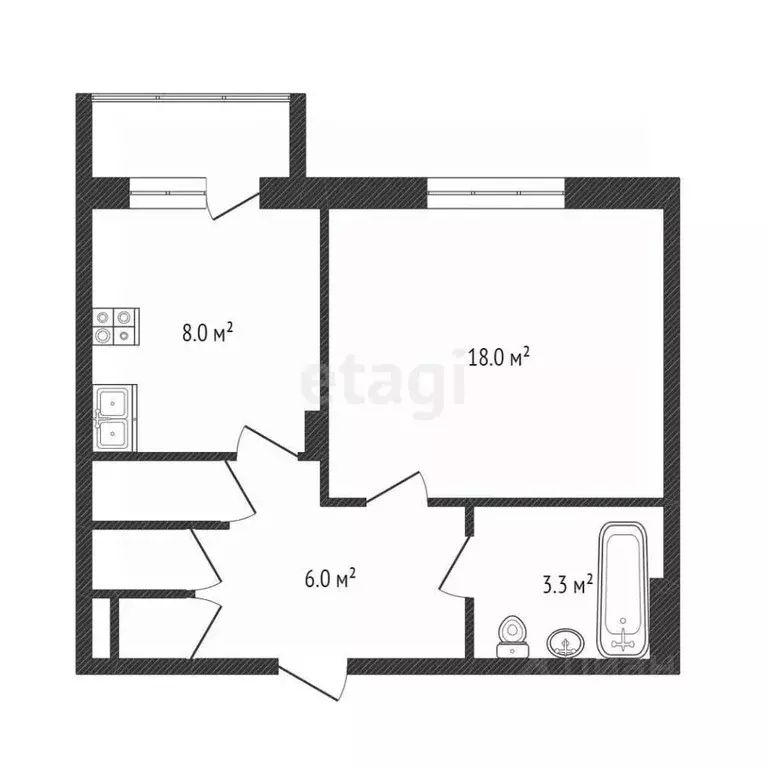 1-к кв. Ямало-Ненецкий АО, Новый Уренгой Восточный мкр, 6/4 (38.1 м) - Фото 2