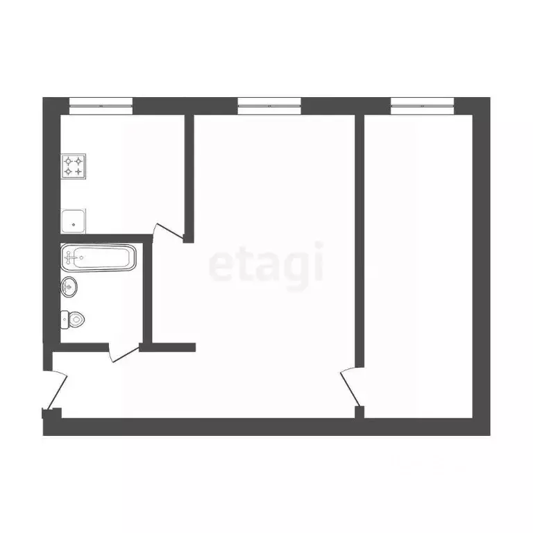 2-к кв. Бурятия, Улан-Удэ ул. Гагарина, 53 (41.0 м) - Фото 1