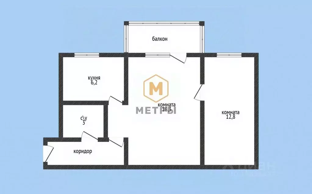 2-к кв. Белгородская область, Шебекино ул. Свободы, 29 (44.8 м) - Фото 2
