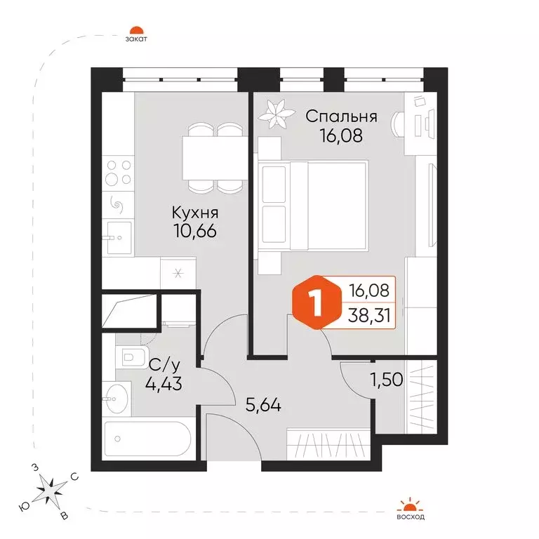 1-комнатная квартира: посёлок городского типа Некрасовский, Заводская ... - Фото 2