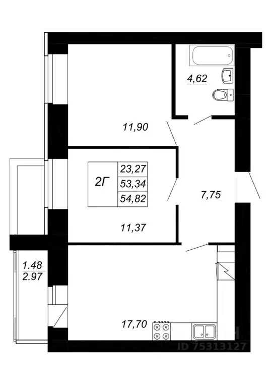 2-к кв. Татарстан, Зеленодольский район, Осиновское с/пос, с. Осиново ... - Фото 1