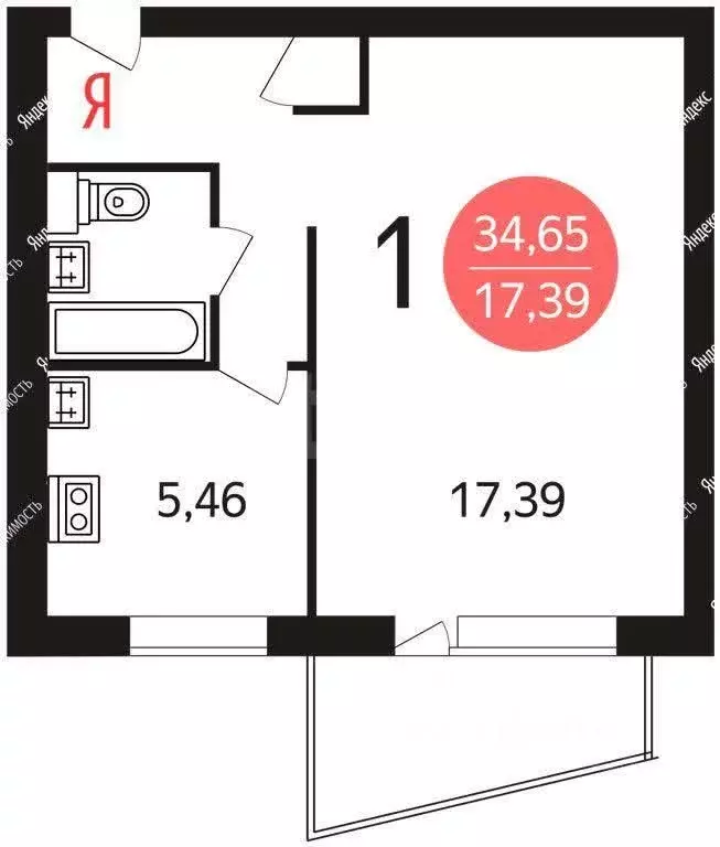 1-к кв. Москва ул. Софьи Ковалевской, 2К1 (34.65 м) - Фото 2