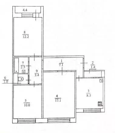 3-к. квартира, 64 м, 7/10 эт. - Фото 0