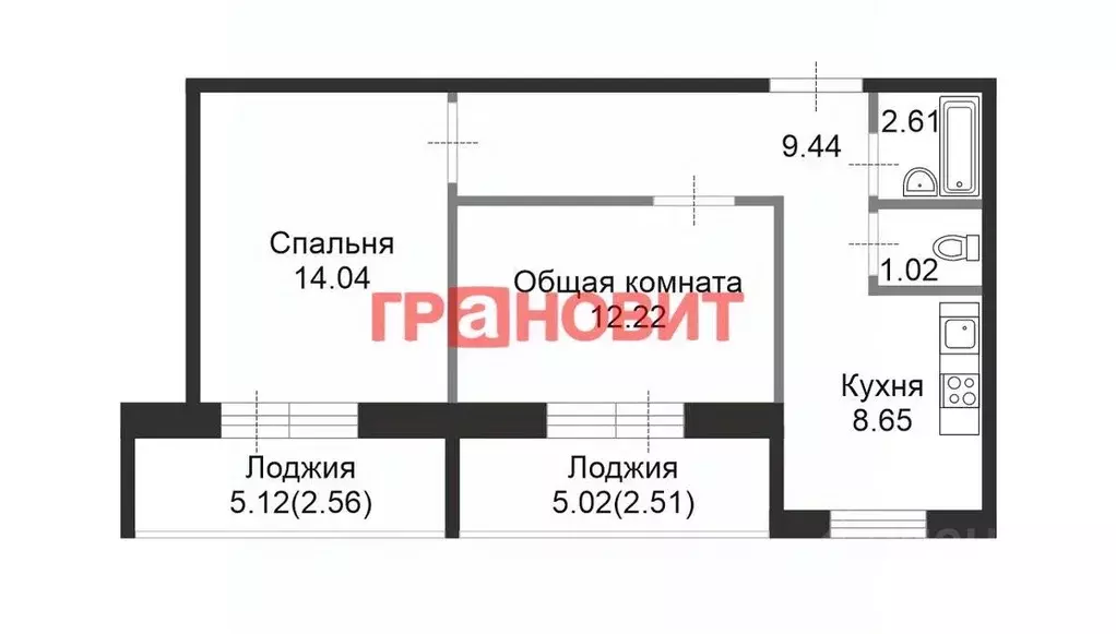 2-к кв. Новосибирская область, Новосибирск ул. Виктора Уса, 5 (47.7 м) - Фото 2