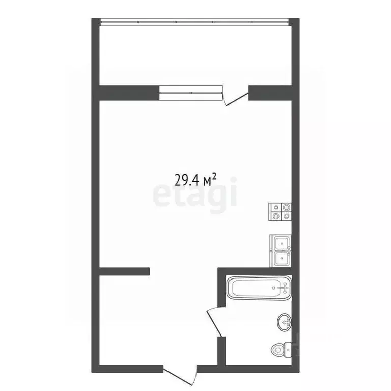Студия Ханты-Мансийский АО, Сургут проезд Тихий, 2/1 (29.4 м) - Фото 2