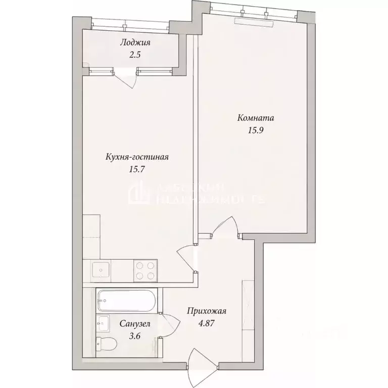 1-к кв. Санкт-Петербург наб. Миклухо-Маклая, 3к1 (40.1 м) - Фото 2