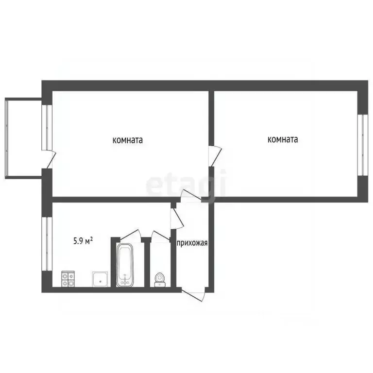 2-к кв. Ярославская область, Ярославль Волгоградская ул., 43 (45.3 м) - Фото 1