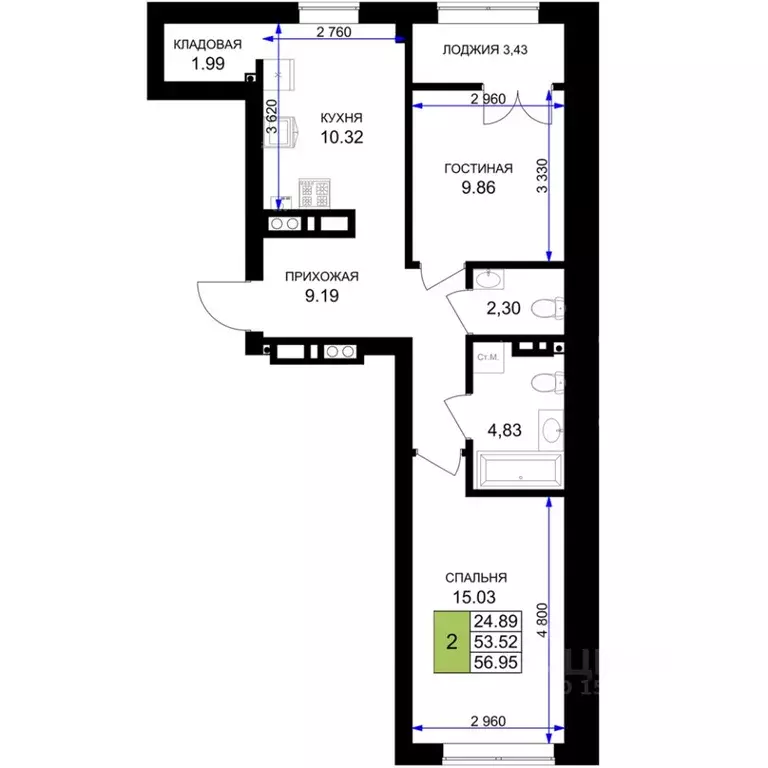 2-к кв. Калининградская область, Гурьевск Включи жилой комплекс (58.0 ... - Фото 1