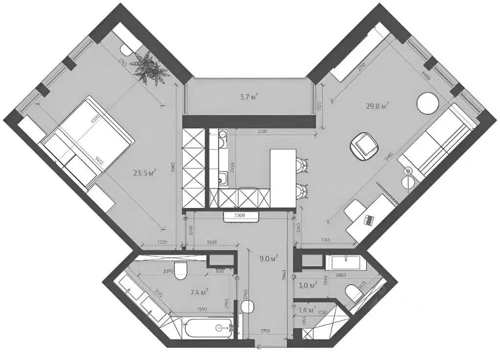 1-к кв. Санкт-Петербург ул. Рентгена, 25 (76.0 м) - Фото 1