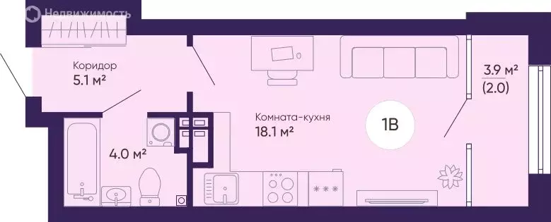 Квартира-студия: Екатеринбург, жилой комплекс Космос (29 м) - Фото 0