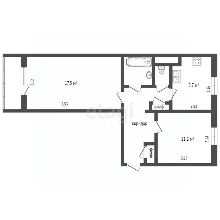 2-к кв. Ямало-Ненецкий АО, Ноябрьск ул. 40 лет Победы, 11 (51.3 м) - Фото 2