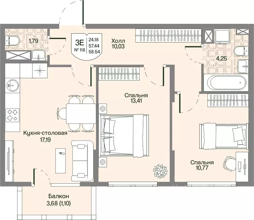 2-к кв. Ленинградская область, Всеволожский район, Бугровское ... - Фото 1