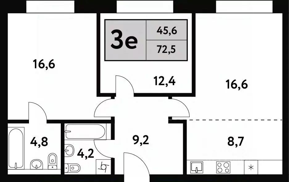 3-к кв. Москва Фестивальная ул., 15к6 (72.5 м) - Фото 0