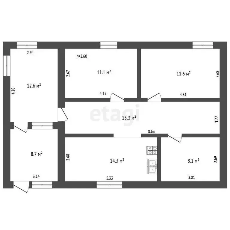 Дом в Новый Уренгой, ТСН Сатурн, Дорожная улица (81.7 м) - Фото 0