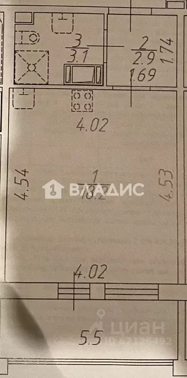 Студия Санкт-Петербург просп. Ветеранов, 183 (24.2 м) - Фото 2