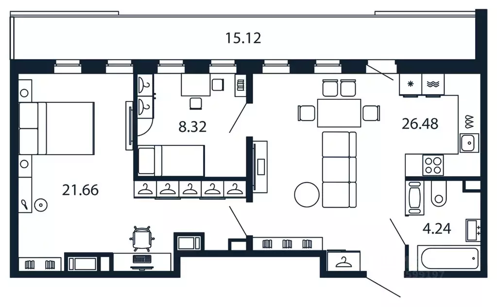 2-к кв. Санкт-Петербург аллея Арцеуловская, 7к1 (75.22 м) - Фото 1