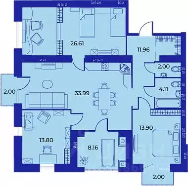 4-к кв. Брянская область, Брянск ул. Ильи Иванова, 7 (115.1 м) - Фото 0