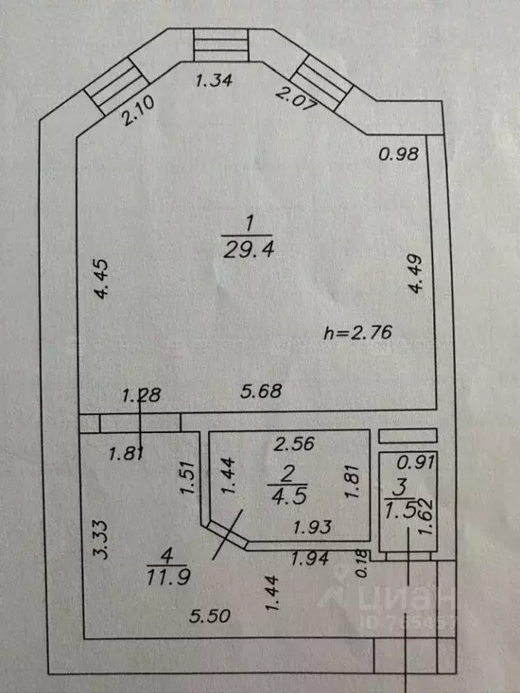 1-к кв. Татарстан, Казань Лево-Булачная ул., 16 (47.3 м) - Фото 2