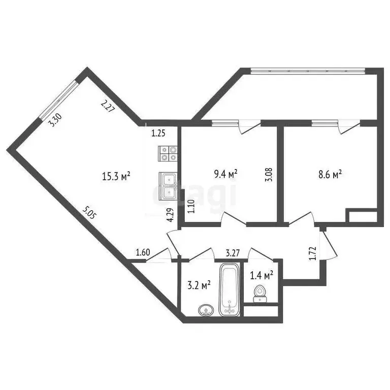 2-комнатная квартира: Симферополь, Мраморный переулок, 36 (54.2 м) - Фото 1