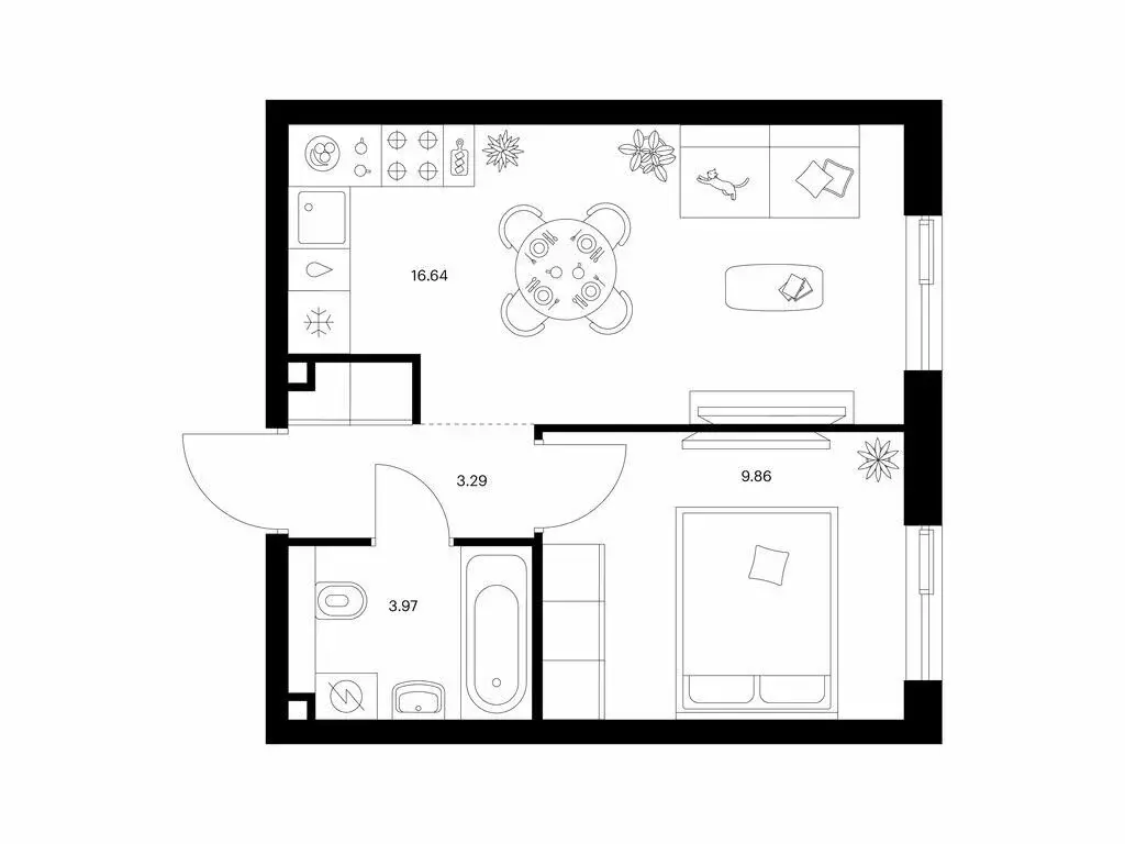 1-комнатная квартира: Казань, ЖК Таулар (33.76 м) - Фото 0