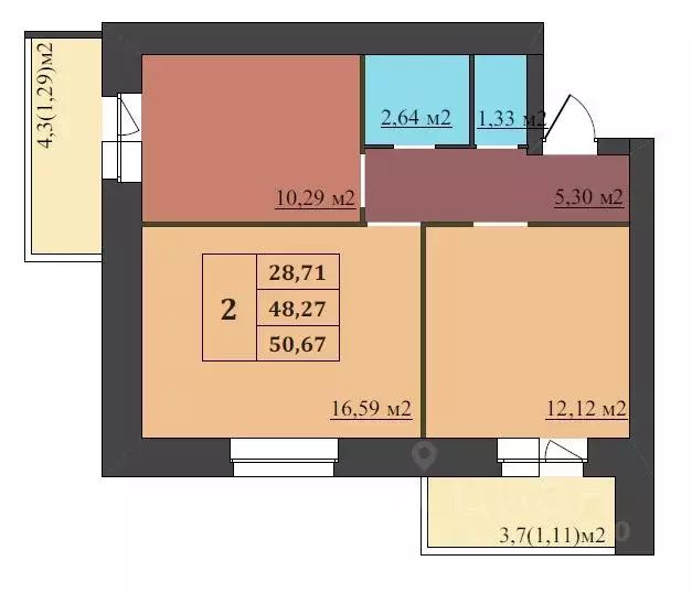 2-к кв. Ярославская область, Ярославль Северный жилрайон, 15-й мкр,  ... - Фото 0
