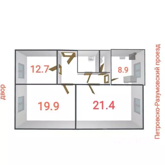 3-к кв. Москва Петровско-Разумовский проезд, 24К3 (76.0 м) - Фото 2
