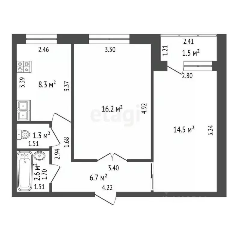 2-к кв. Башкортостан, Стерлитамак ул. Артема, 21А (51.1 м) - Фото 2