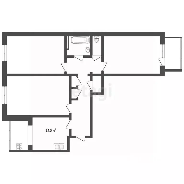 3-к кв. Ставропольский край, Пятигорск ул. Розы Люксембург (71.9 м) - Фото 1