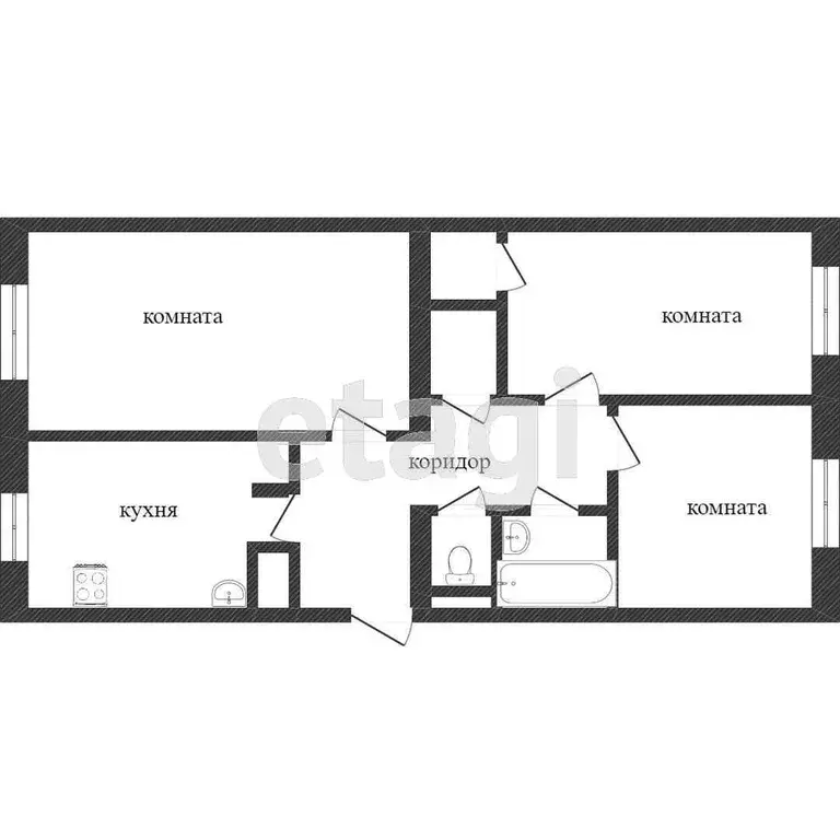 Квартира, 3 комнаты, 71.2 м - Фото 0