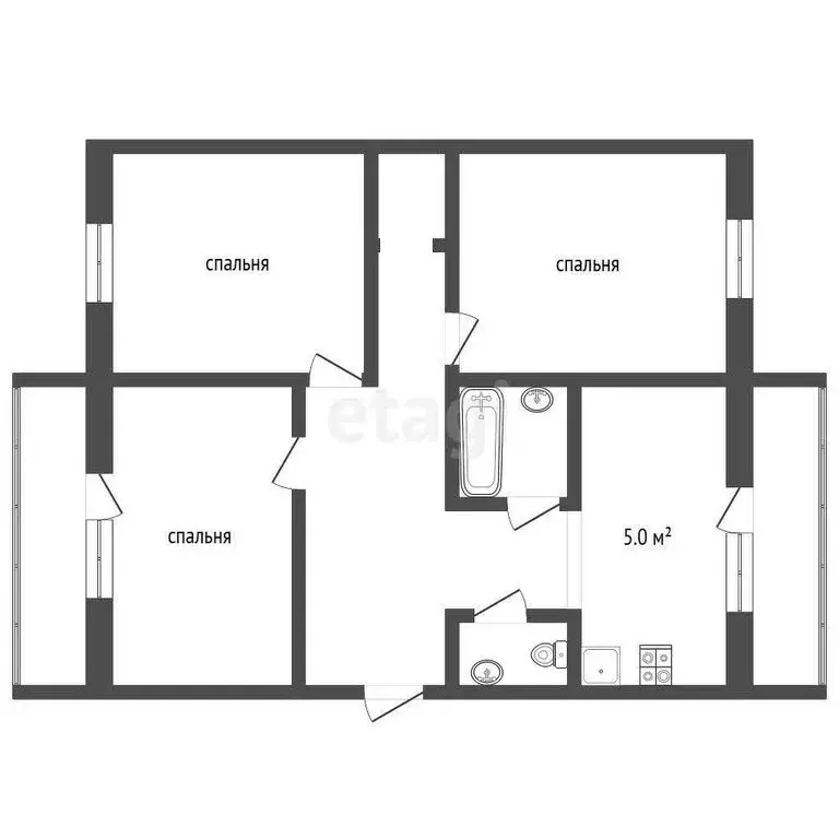 3-комнатная квартира: Евпатория, проспект Победы, 60 (66.2 м) - Фото 1