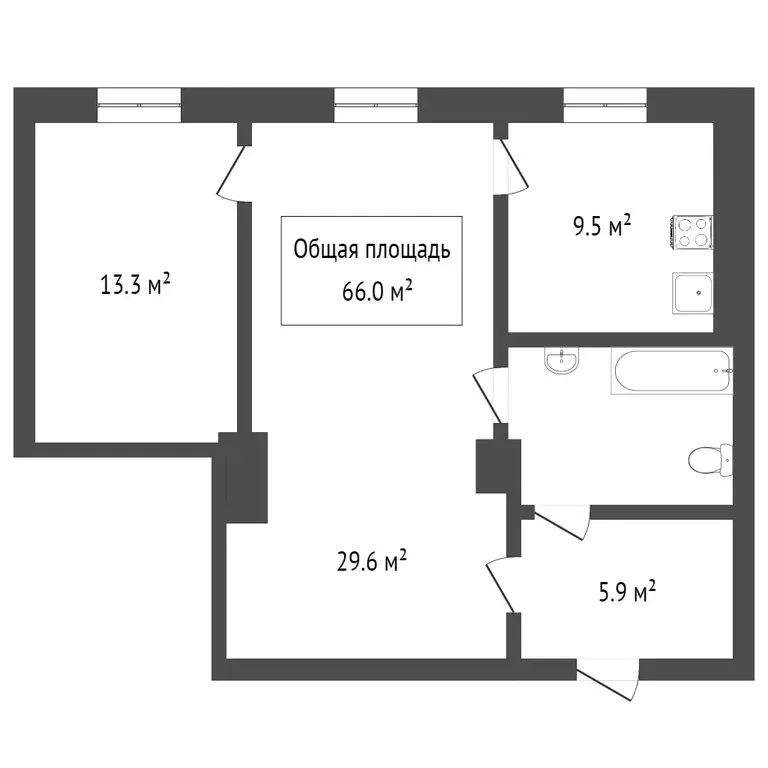 3-комнатная квартира: Новосибирск, Сибирская улица, 33 (64.8 м) - Фото 0