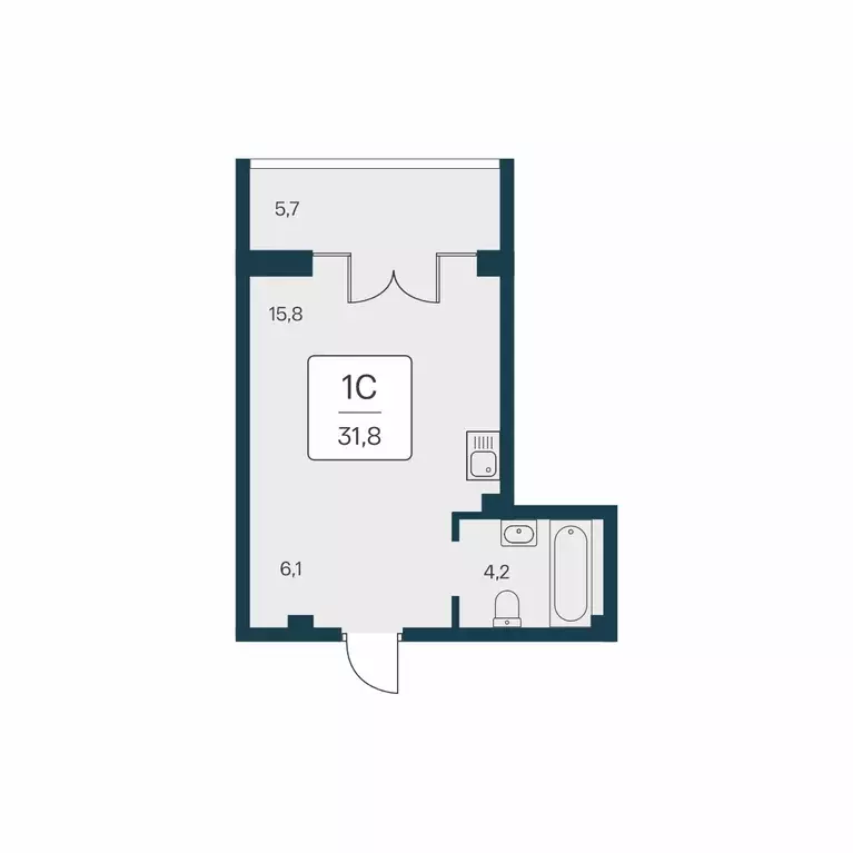 квартира-студия, 31.8 м - Фото 0