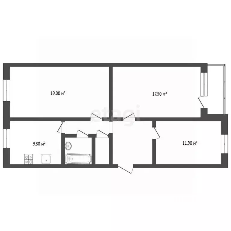 3-к кв. Тюменская область, Тюмень Солнечный проезд, 27 (73.4 м) - Фото 0