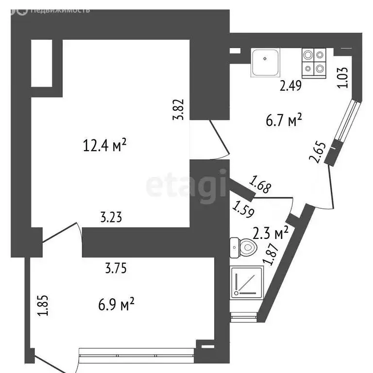 2-комнатная квартира: Ялта, улица Карла Либкнехта, 6Д (30 м) - Фото 1