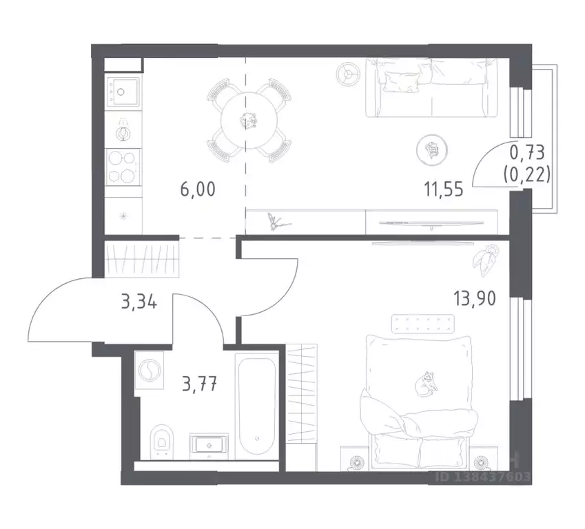 1-к кв. Башкортостан, Уфа ул. Минигали Губайдуллина, 8к9 (38.78 м) - Фото 0