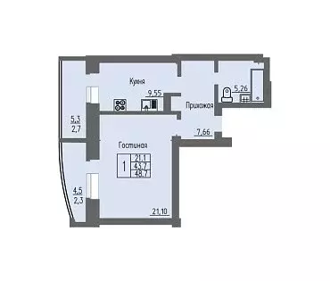 Продаётся 1-к квартира, 42.7 м - Фото 0