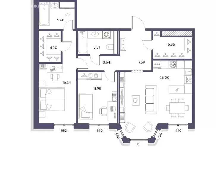 2-комнатная квартира: Санкт-Петербург, 20-я линия Васильевского ... - Фото 1