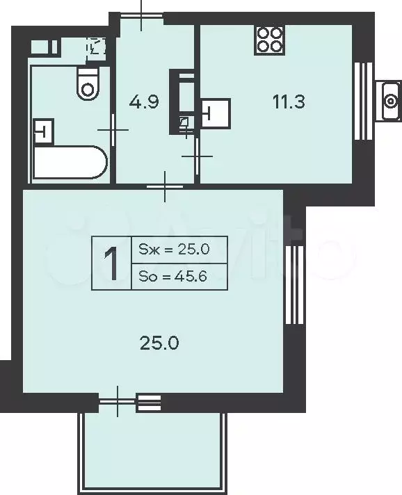 Аукцион: 1-к. квартира, 46,6 м, 16/19 эт. - Фото 0